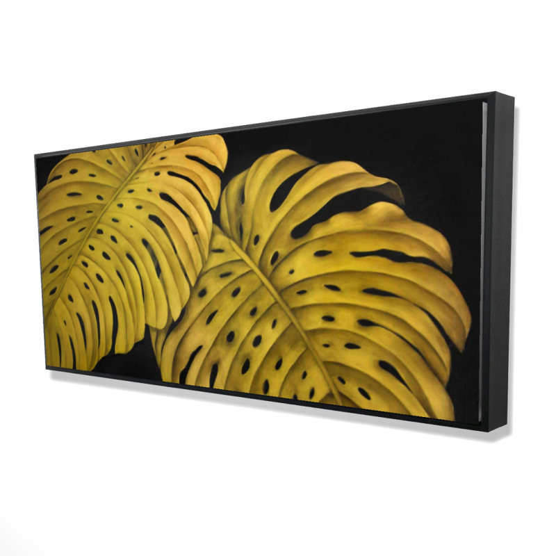 Gold monstera - 24"x48" Framed canvas