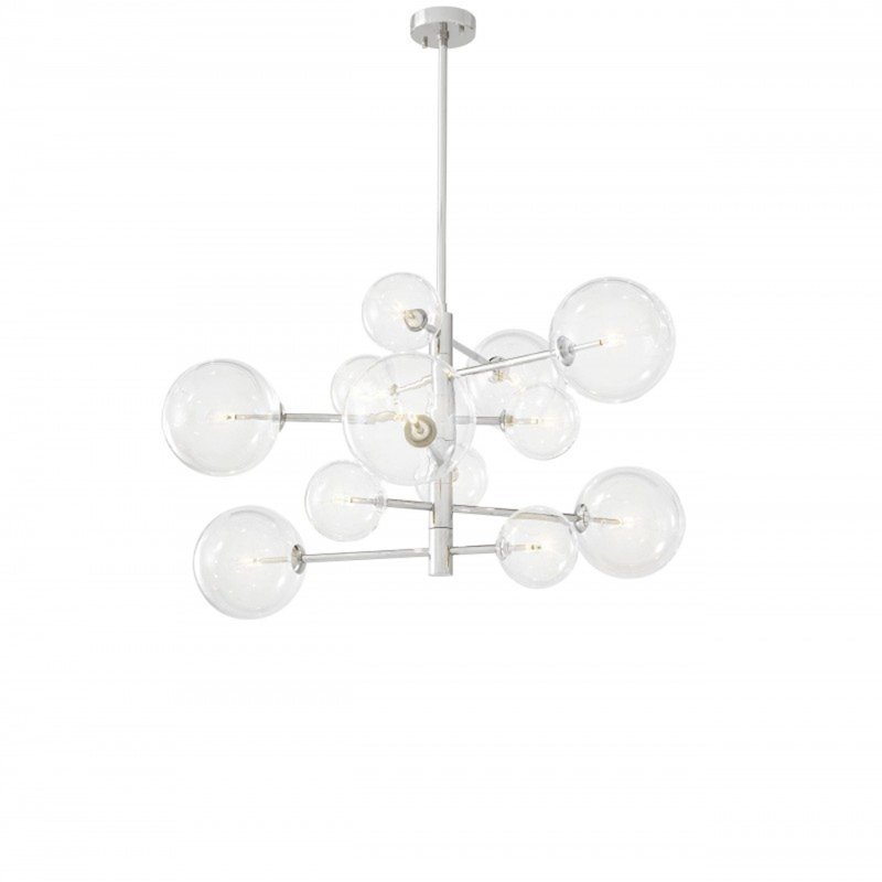 Lustre en fer et laiton, Bronze antique, Fumée, 24" Wide x 20” Height