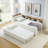 Upholstery Velvet Day Bed with Storage Headboard and Wireless Charging, Drawers and LED Lights-118019884