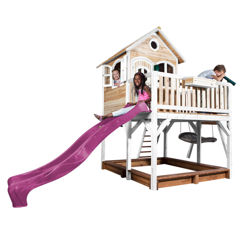 Liam AXI Hemlock Swing Set with 1 Swing(s) , 1 Slide(s), Brown/White, Purple