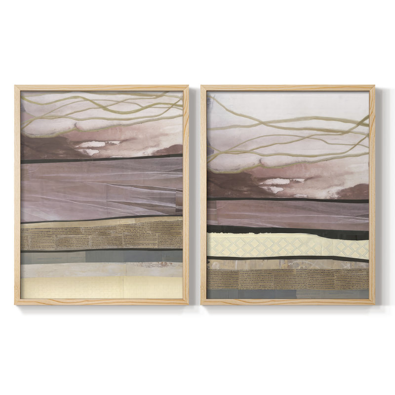 «Waves of Collage I», reproduction encadrée de qualité supérieure - prête à être accrochée - aucun clou requis - aucun clou requis