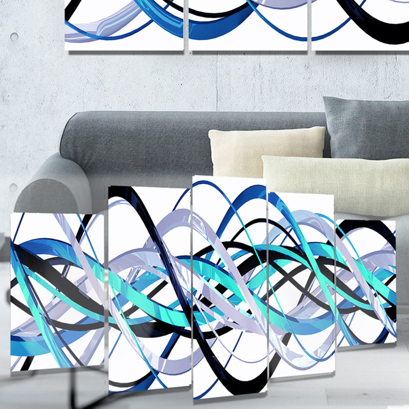 « blue/silver helix », ensemble de 5 impressions sur métal
