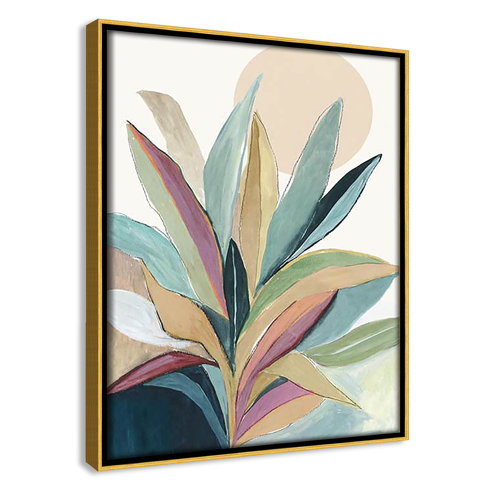 Sherbrooke Sunny Bright Leaves I by Asia Jensen Print, Gold Floater Framed, No Mat, 11.5" H x 9.5" W x 2" D
