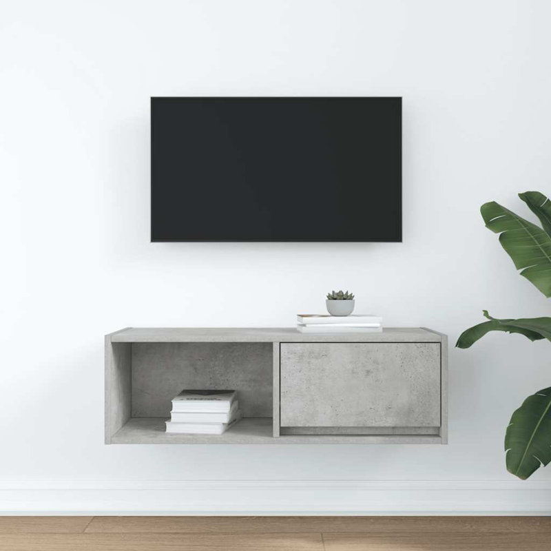 TV Cabinet 80X31x25.5 Cm Engineered Wood, Concrete Grey, 80 cm