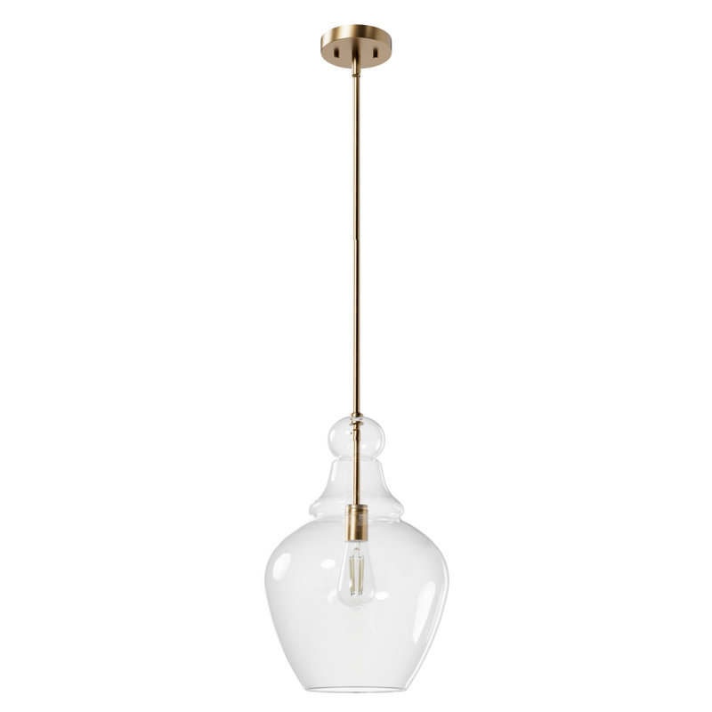 Luminaire suspendu cloche 1 lumière Maple Park, H 18 po x l 12 po x P 12 po, Or Alturas