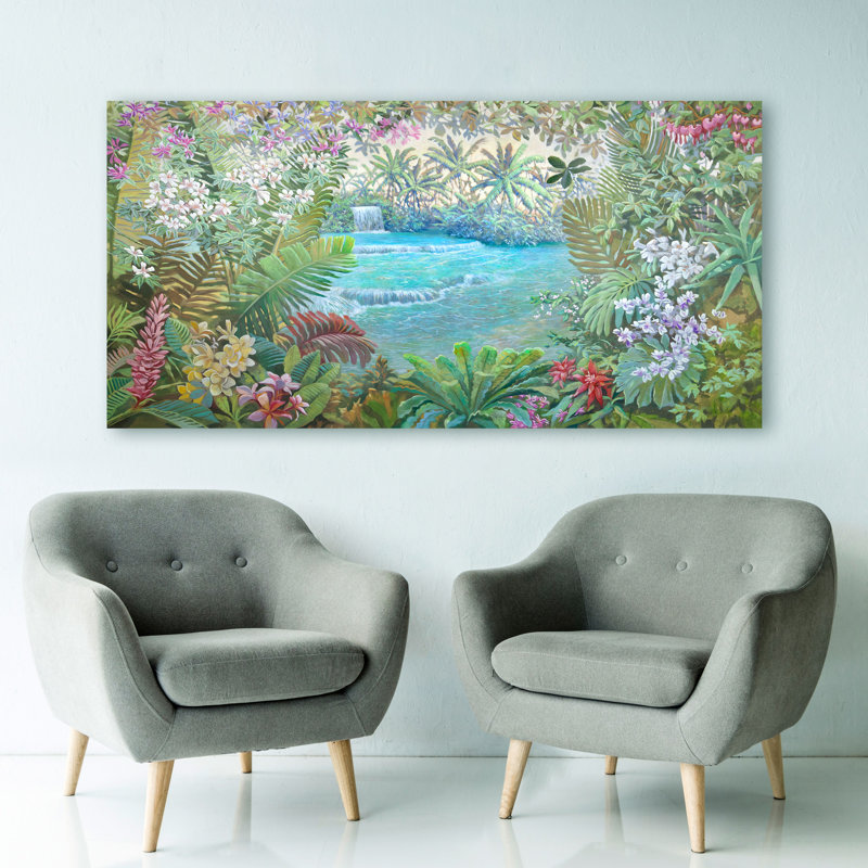 Tropical Waterfall by Andrea Del Missier - Wrapped Canvas Print, 50cm H x 100cm W x 4cm D