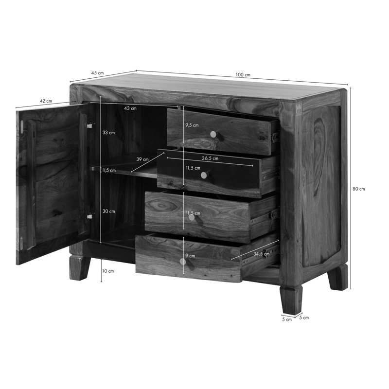 Ancona 4 - Drawer Chest of Drawers, Brown Lacquered