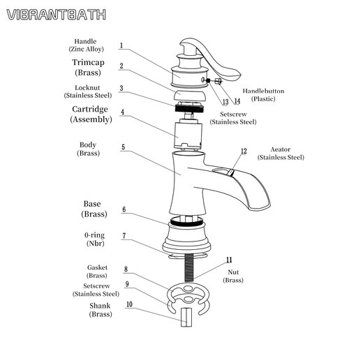 VIBRANTBATH Single Hole Faucet Single-handle Bathroom Faucet with Drain ...