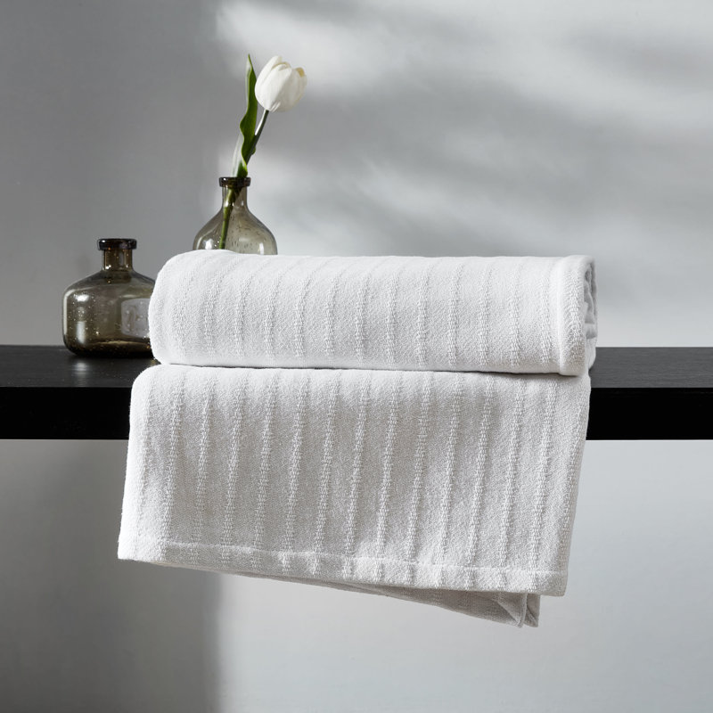 Vera Wang All Over Rib Cotton White Blanket, King, Queen, 5