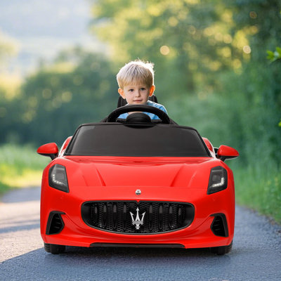 Voiture sous licence Maserati Gran Cabrio Ride On, véhicule électrique 12 V pour enfants avec télécommande, lumières et suspension