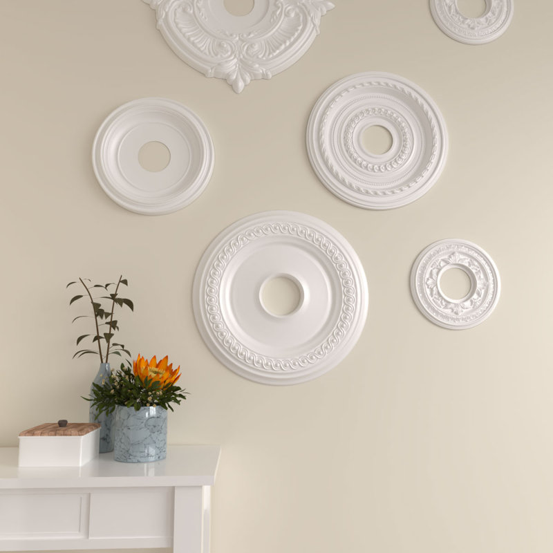Médaillon de plafond classique H 18 5/8 po x l 18 5/8 po x P 1 1/8 po, Avec un couche d'aprêt