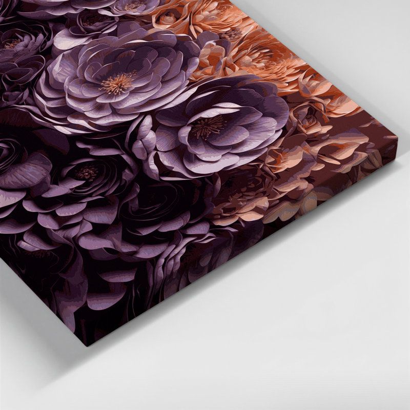 "Abstract Florals 70", art mural sur toile brune, 14" H x 11" W