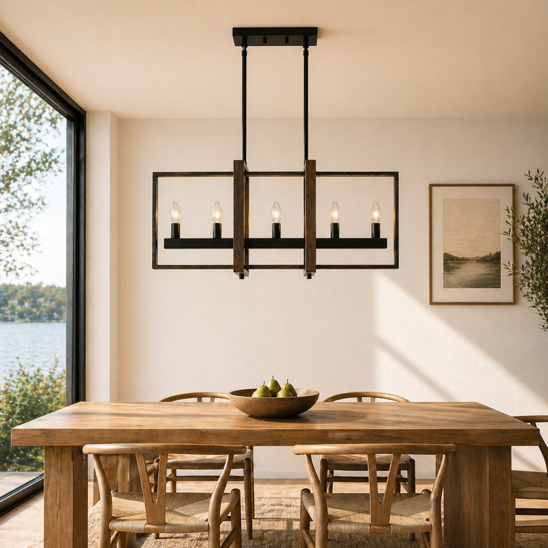 Lustre linéaire 5 lumières à cadre ouvert