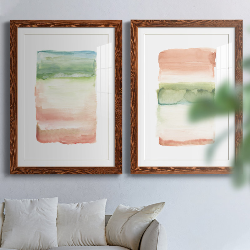 Skye I - ensemble de 2 peintures, H 31,5 po x l 47 po x P 1,5 po, Papier avec cadre érable
