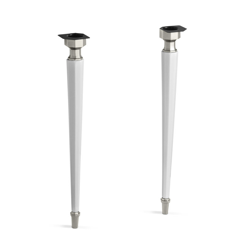 Pieds de table Kathryn® octogonaux en argile réfractaire / laiton doré français, Nickel brossé, Tea Green