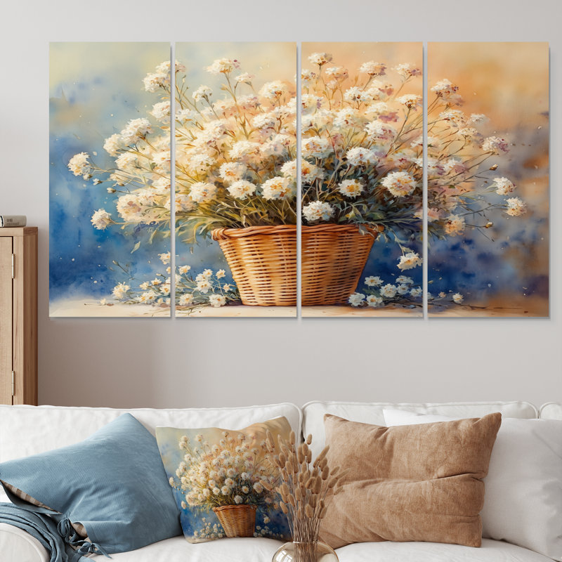 Ensemble de salon art floral blanc, H 28 po x l 48 po