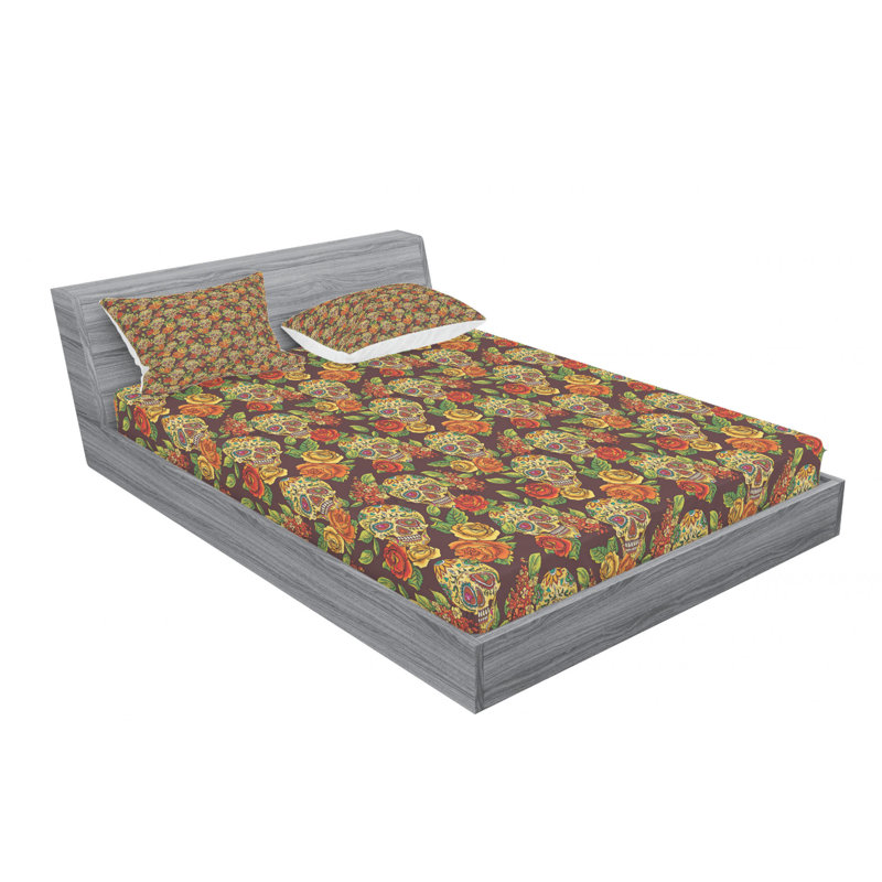Microfiber Floral Sheet Set, Queen Sheet Set with Fitted Sheet