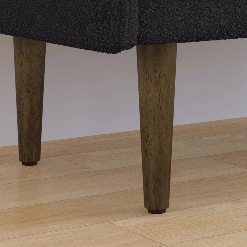 Tabouret de rangement en velours Teddy avec espace de rangement, noir, Noir