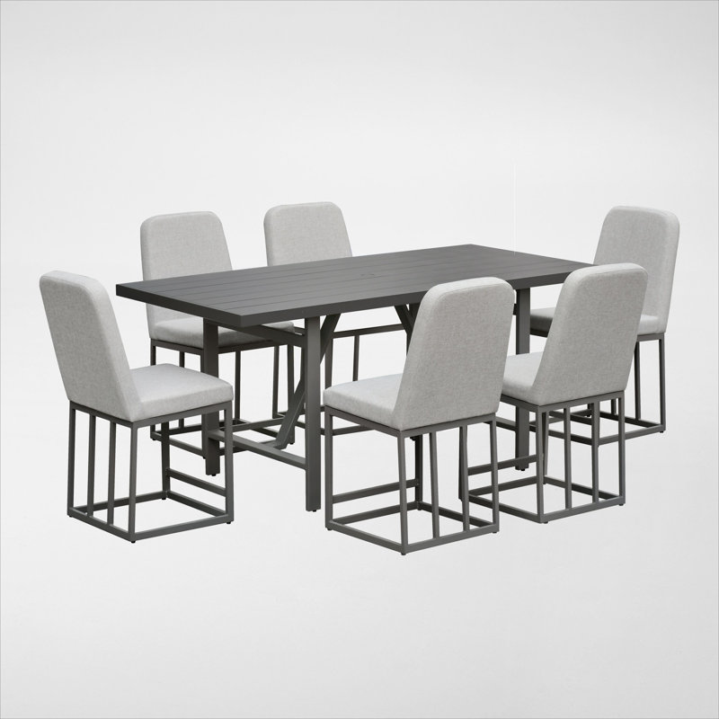 Ensemble de salle à manger à hauteur de comptoir Vrishank, moka, 7 pièces, 6