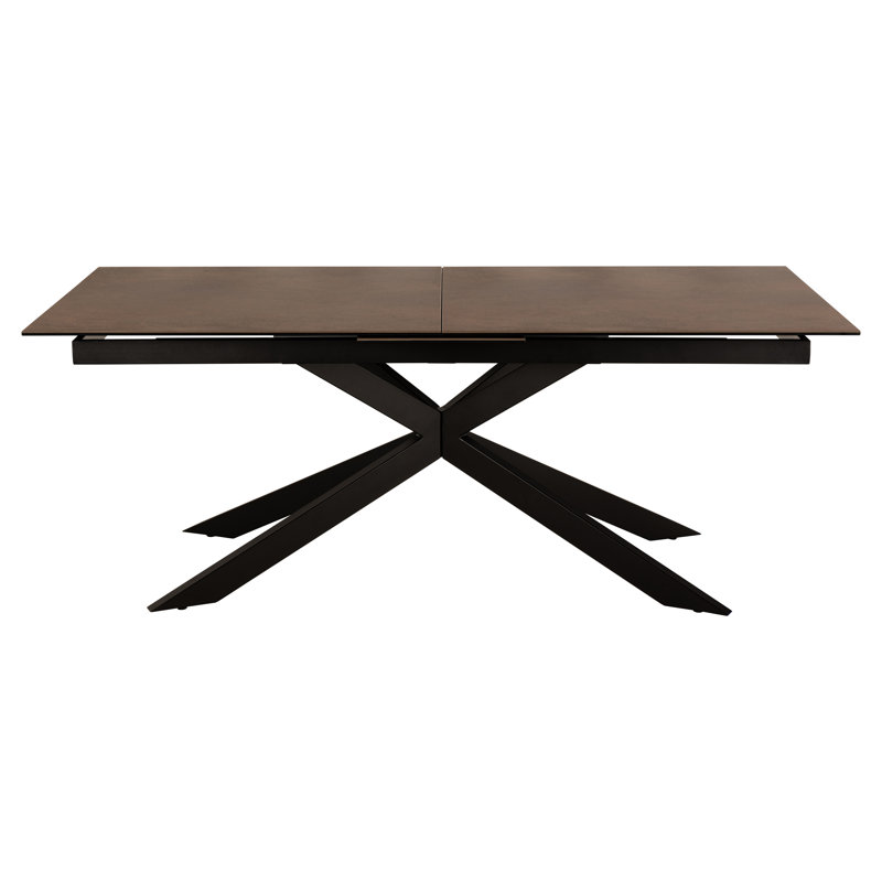 Fiona Extendable Metal Base Dining Table, 100 x 240Cm, Brown