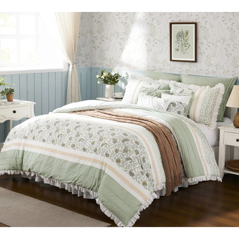 9 édredon pour grand lit, aspect classique en coton pour lit, sauge