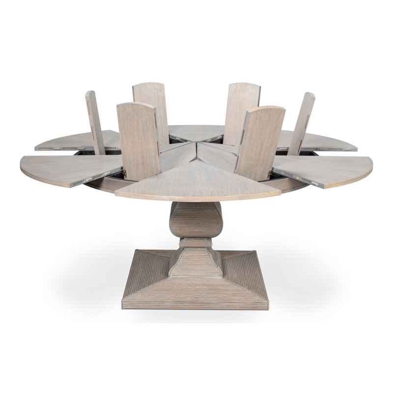 Kelso Equestrian Round Oak Pedestal Dining Table, 30"H x 66"L x 66"W, Moonskin