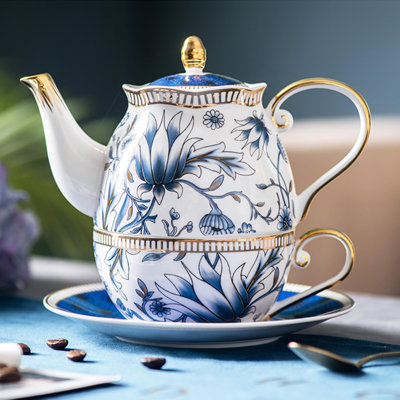 Ensemble de thé et tasse à thé en porcelaine tendre pour un os - Floral rétro, cadeau idéal pour une utilisation quotidienne