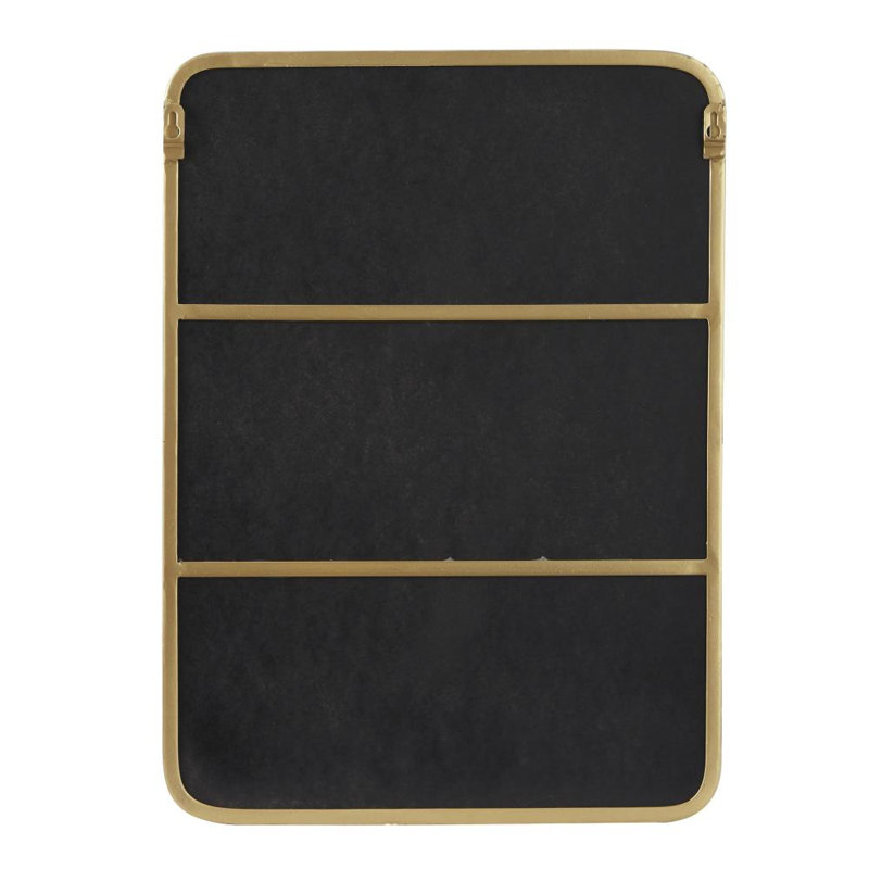 Metal Rectangle Wall Mirror with Shelves, Gold