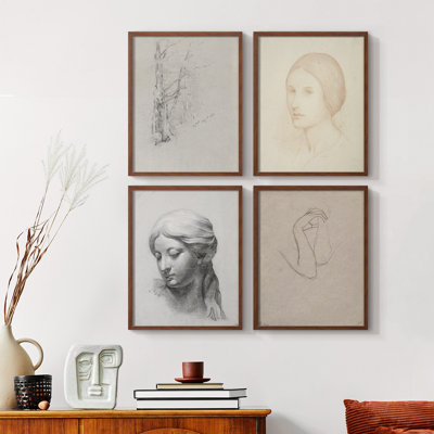 "Croquis rétro LVI", 4 pièces sur papier