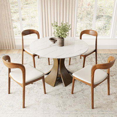 Table de salle à manger ronde moderne 43 po Aversa, petite table de cuisine pour coin-repas, appartement, assemblage facile en 1 étape