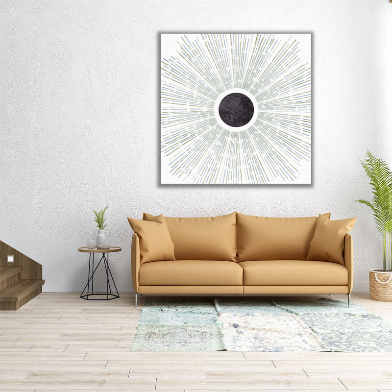 Sun Burst Black and White - reproduction d'art sur toile, H 24 po x l 24 po