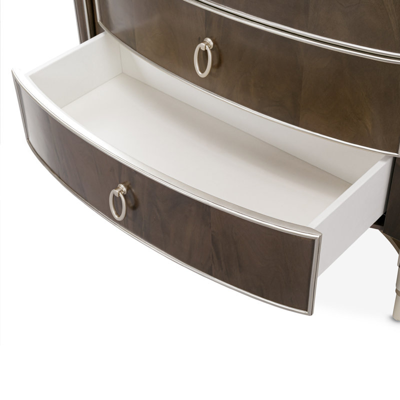 Villa Cherie Highboy Chest, Silver/Hazelnut