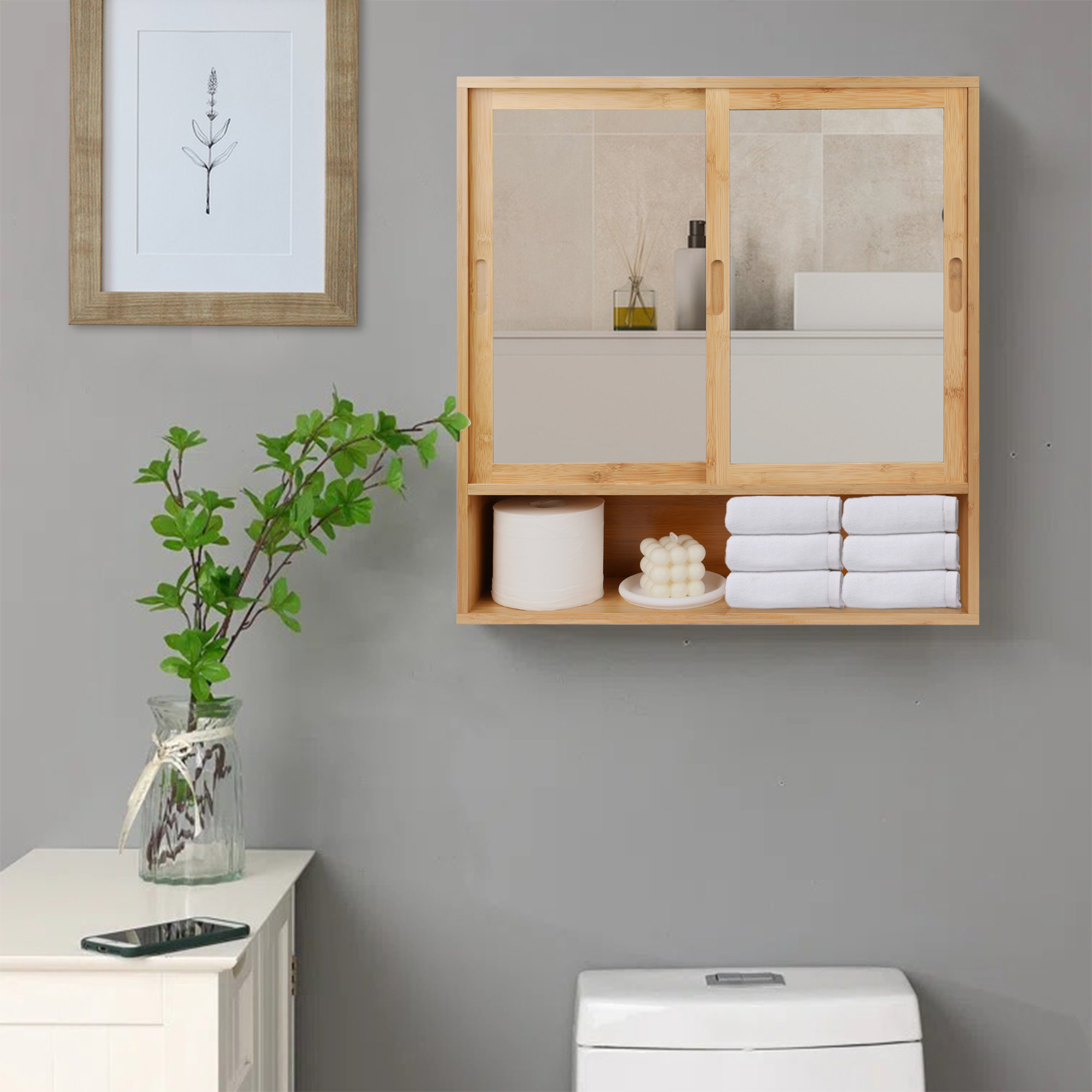 Ashburn 23 in. W x 28 in. H x 8 in. D Framed Wood Surface-Mount Bathroom Medicine Cabinet in Grey Ashburn 23 in. W x 28 in. H x 8 in. D Framed Wood Surface-Mount Bathroom Medicine Cabinet in Grey