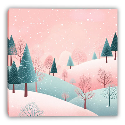 «Blush Winter Hills Panorama», art mural sur toile tendue