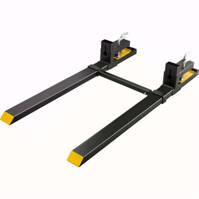 Pallet Forks, 4000 Lbs Clamp On Pallet Forks, 60" Total Length Heavy Duty Pallet Forks With Adjustable Stabilizer Bar, Tractor Bucket Forks For Tractor Attachments, Skid Steer, Loader Bucket