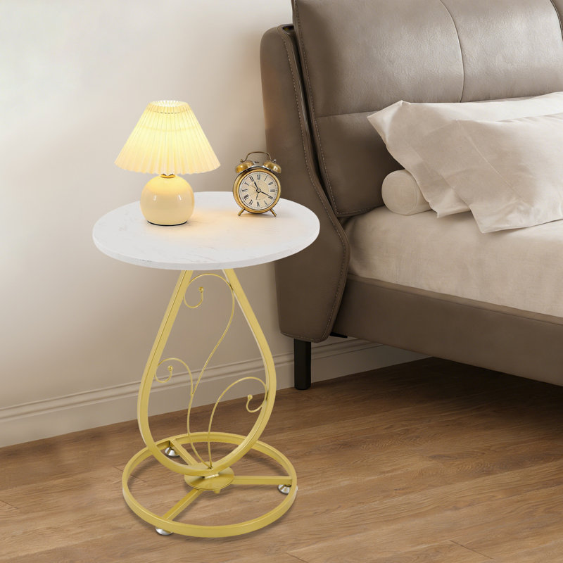 Table d'appoint ronde avec plateau de table et table de chevet décorative, Gold