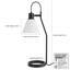 Lampe de bureau moderne réglable de 50 cm (20 po), gris métallique avec accents noirs, abat-jour en verre dépoli et base annulaire compacte