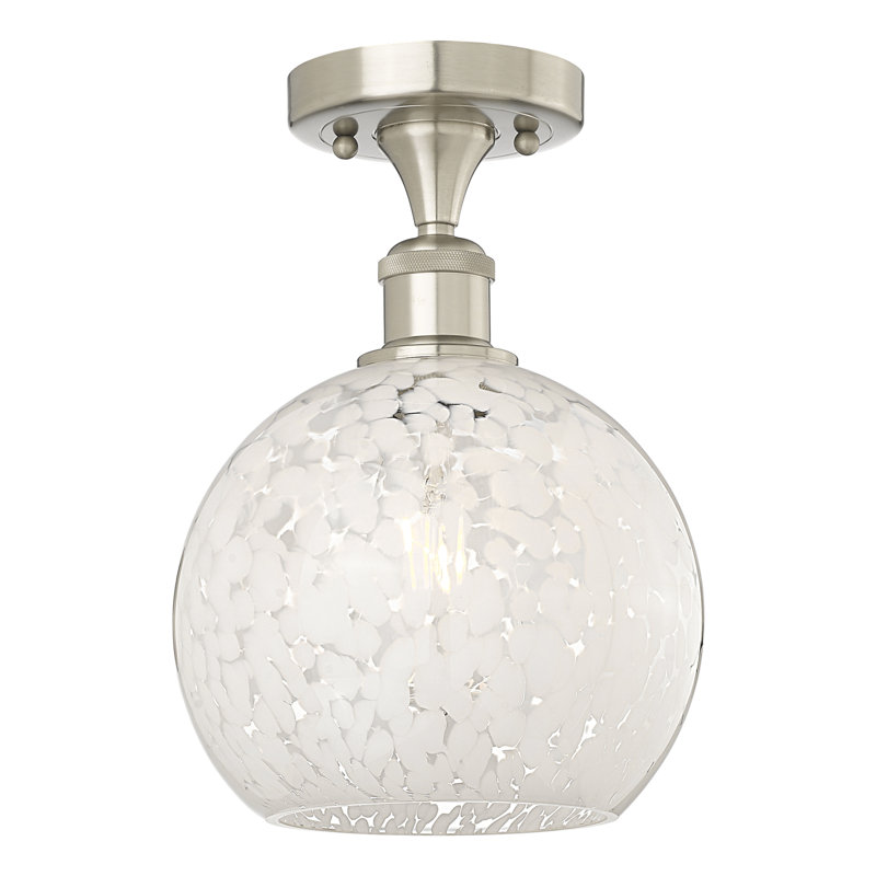Plafonnier semi-encastré 1 lumière Ballston - Adreann, Nickel satiné brossé, H 11,25 po x l 8 po x P 8 po