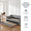 Lit de jour convertible 82 po simple rembourré avec dossier capitonné, lit gigogne escamotable, poches de rangement latérales, canapé-lit 3 en 1 pour petits appartements, chambres d'amis, chambres à coucher-129694724