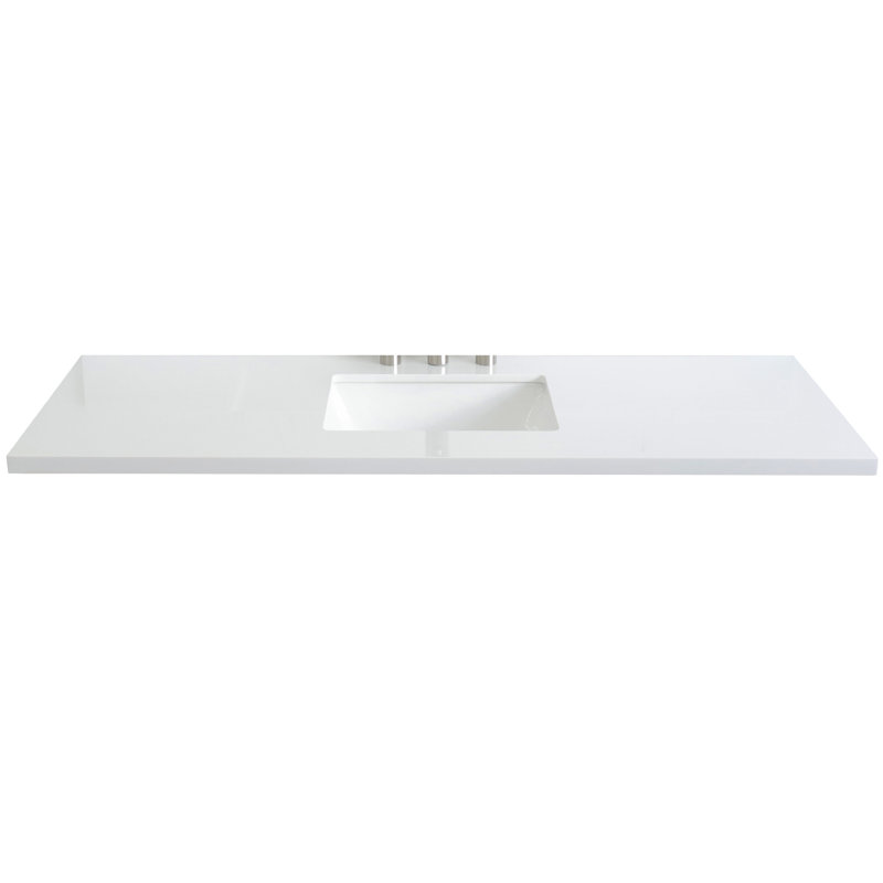 Plateau de meuble-lavabo simple 61 po avec lavabo, Quartz blanc
