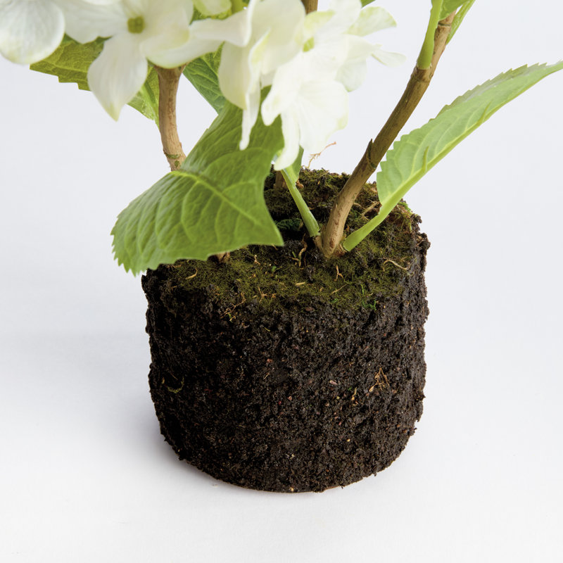Hortensia faux réaliste Hortensia Drop 18 po, blanc, Blanc