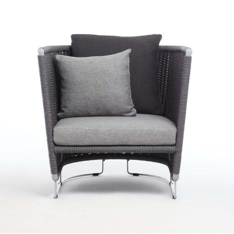 Harada Outdoor Lounge Chair, Graphite, Carbon Round Ropetek