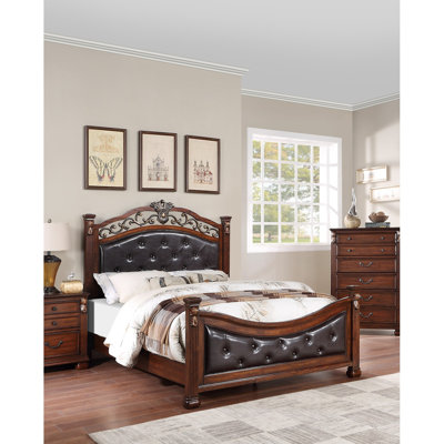 Formal Traditional Calinia Bed Frame With Headboard Tufted Platform Bed Upholstered Bed
