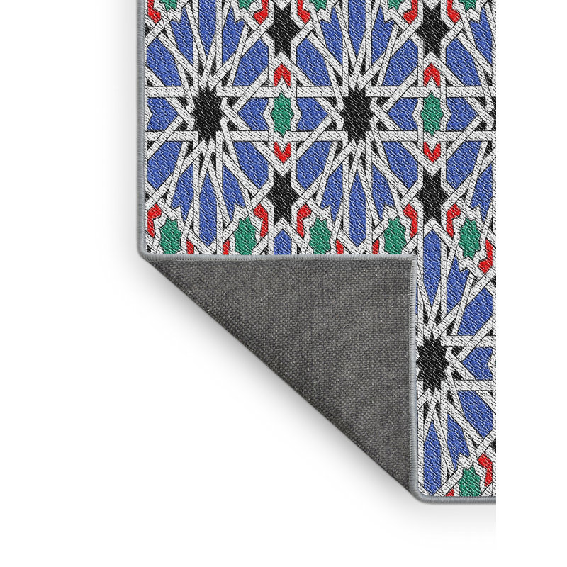 Bleu Tapis décoratif santistevan, Rectangle 8 pi x 10 pi