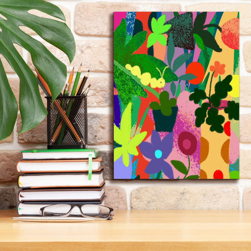 «Louia chenille jaune sur toile» par Holly McGee, reproduction, H 16 po x l 12 po x P 0,75 po