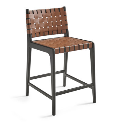 Vista Modern Faux Leather Counter Stools With Wooden Legs, Set Of 2 by George Oliver