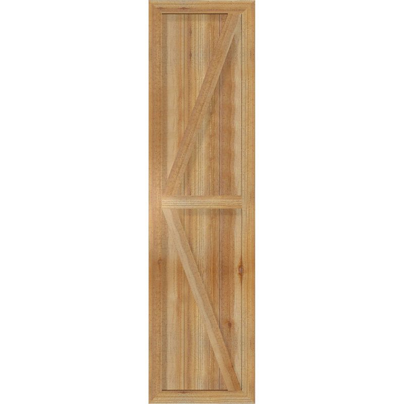 TimberCraft 5 3/8 "encadré avec panneaux n-lattes avec Z-Bar, cèdre rouge de l'Ouest, 16 1/8 po, 61 po