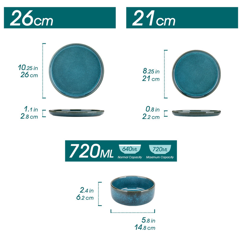 Stoneware Dinnerware Set 36 Piece - Service for 12