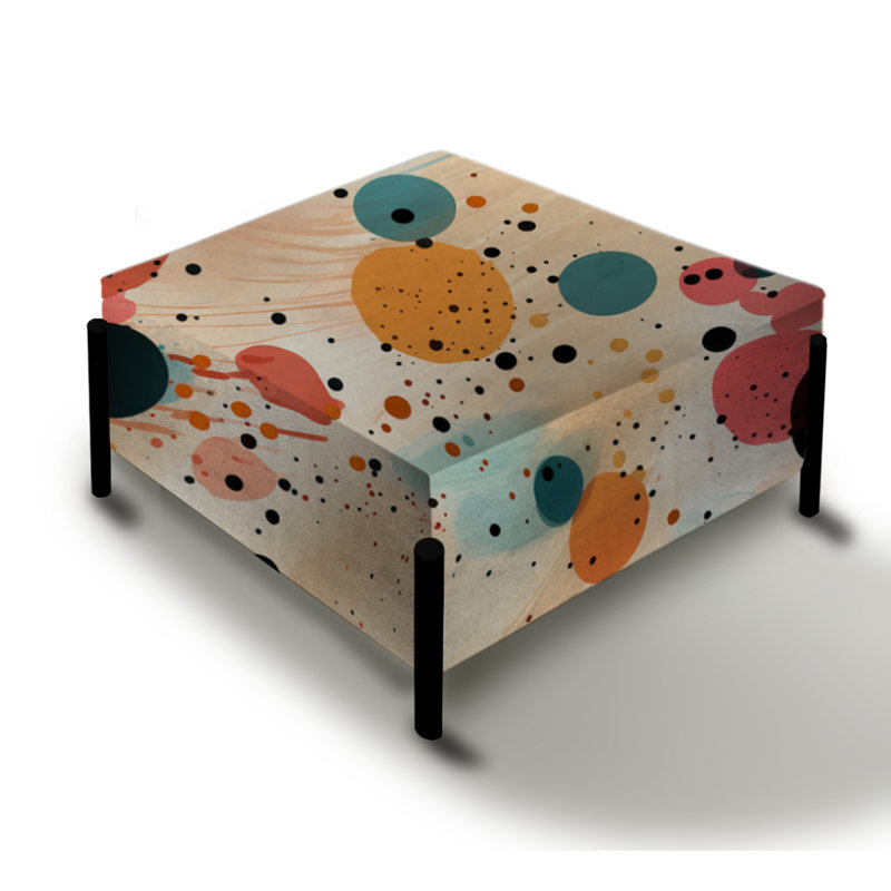 Motif à pois Bohème Vibes - Grand repose-pieds carré à pois