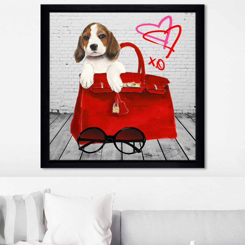 Beagle (Square) par By Jodi - impression, Cadre noir, H 37,5 po x l 37,5 po x P 1 po
